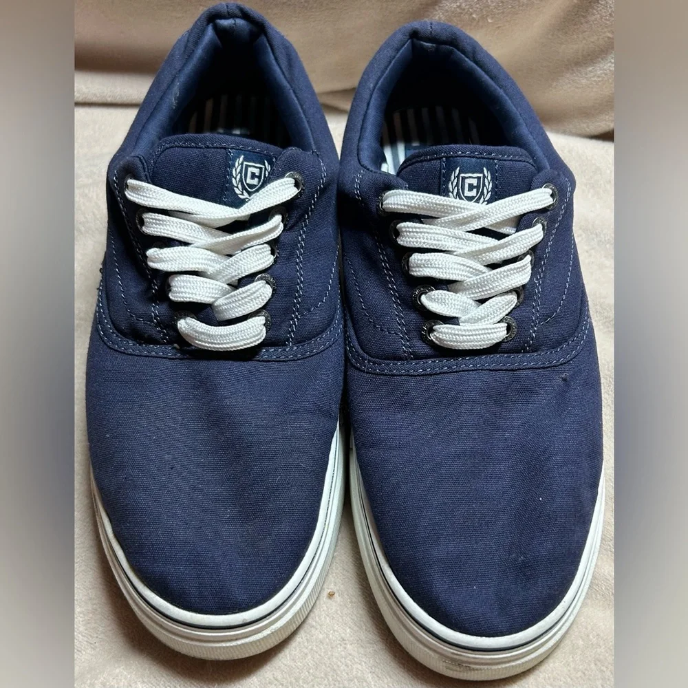 Chaps Men's 8.5 Chace Canvas Lace-Up Navy Blue Sneakers